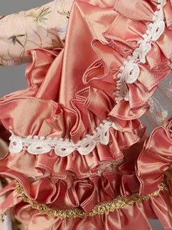 Vicotian Dress Pleated Marie Antoinette Floral Print Dress Women's Art Vintage Costumes