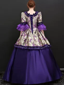 Victorian Dress Costume Baroque Vintage Victorian era Clothing Deep Purple retro Dress For Women