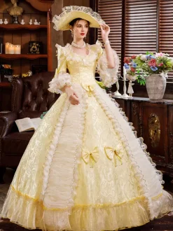 Victorian Retro Tudor Dress Costume White Rococo Lace Long Flared Sleeves Tunic Ball Gown Retro Tudor Dress Costumes With Bows