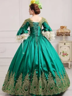 Victorian Retro Tudor Dress Costume Women's Green Baroque Masquerade Ball Gowns Royal Victoria Era Clothing Retro Costume Carnival Burgundy