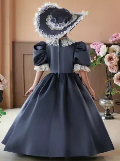 Victorian Rococo Costumes Gray Ruffles Dress Costume Party Prom Dress