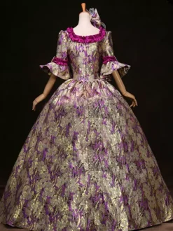 Victorian Multicolor Print Royal Court Synthetic Costumes For Women