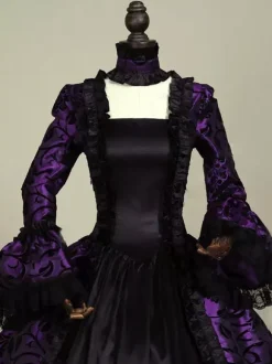 Victorian Retro Tudor Dress Costume Women's Baroque Lace Ruffles Green Marie Antoinette Long Sleeves Victoria Era Clothing Party Dresses Burgundy