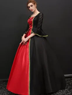 Victorian Retro Tudor Dress Costume Women's Baroque Black Half Sleeves Ball Gown Vintage Retro Dress