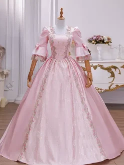 Victorian Retro Tudor Dress Costume Women's Retro Baroque Costume Lace Embroidered Tunic Lace Up Ball Gown Victorian era Clothing Retro Tudor Dress Costumes Dress Carnival