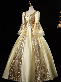 Victorian Rococo Costumes Dress Red Marie Antoinette Costume Ball Gown Burgundy