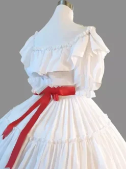 Victorian Tudor Dress Costumes Ruffle Women's Marie Antoinette Gown Short Sleeves Round Neckline Vintage Set Party Prom Dress