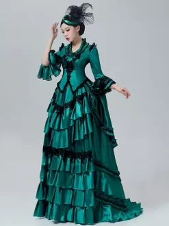 Victorian Women's Bustle Dress Ball Gown High-waisted Basquine Retro Vintage Dress