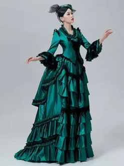 Victorian Women's Bustle Dress Ball Gown High-waisted Basquine Retro Vintage Dress