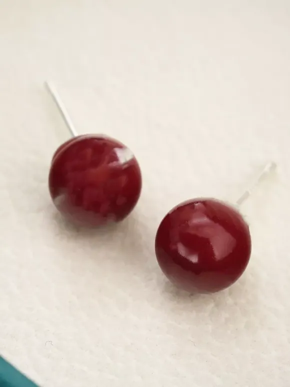 Vintage Burgundy Pearl Earrings For Women 2026