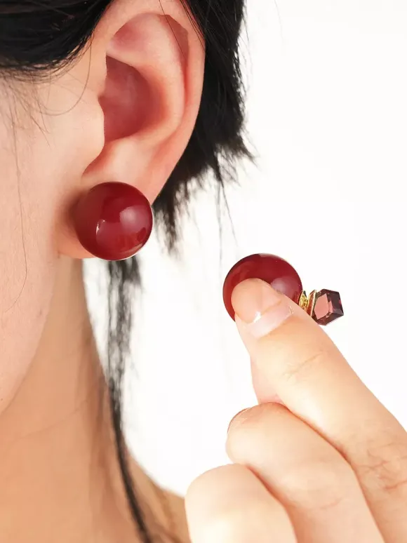 Vintage Burgundy Pearl Earrings For Women 2026