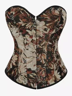 Vintage Clothing Vintage Corset Vintage Women's Clothing Light Sky Blue Lace up Corset Adult's Floral Print Retro