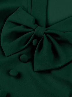 Vintage Dresses 1950s Vintage Swing Dress Bow Tie Collar Short Sleeve Tea Party Dress
