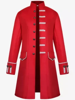 Vintage Medieval Frock Coat Men Stand Collar Jacket Costume Uniform