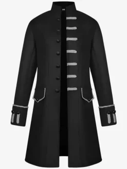 Vintage Medieval Frock Coat Men Stand Collar Jacket Costume Uniform