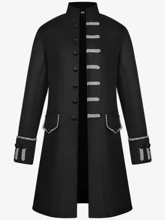 Vintage Medieval Frock Coat Men Stand Collar Jacket Costume Uniform