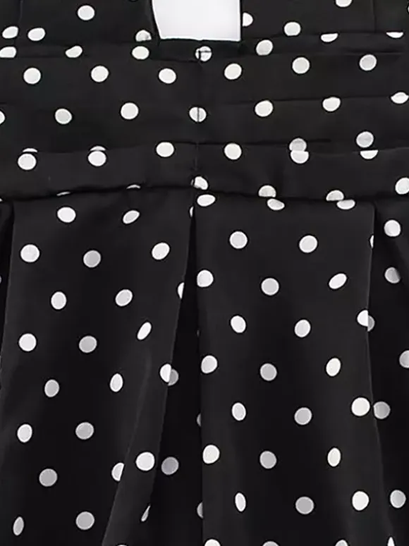 Vintage Polka Dot Halter Mini Dress For Women - Black Retro Criss Cross Keyhole Fit And Flare Sundress - Summer Girls Night Out 2026