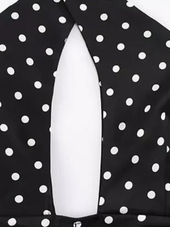 Vintage Polka Dot Halter Mini Dress For Women - Black Retro Criss Cross Keyhole Fit And Flare Sundress - Summer Girls Night Out 2026