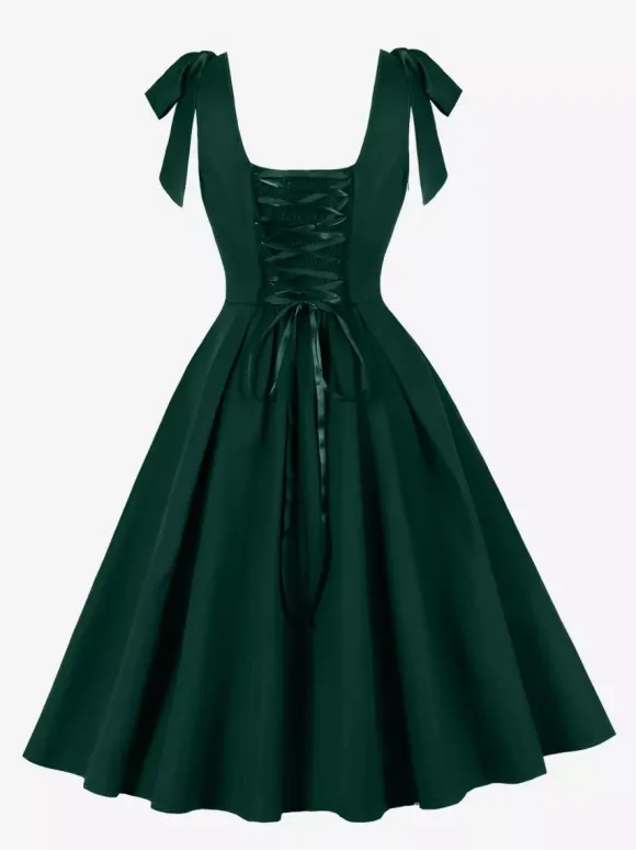 Vintage 1950s Swing Cocktail Dress Women Sleeveless Retro Dress
