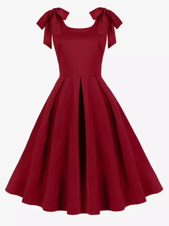 Vintage 1950s Swing Cocktail Dress Women Sleeveless Retro Dress