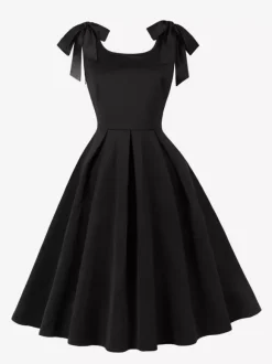 Vintage 1950s Swing Cocktail Dress Women Sleeveless Retro Dress