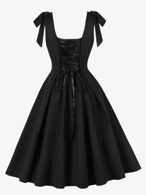 Vintage 1950s Swing Cocktail Dress Women Sleeveless Retro Dress