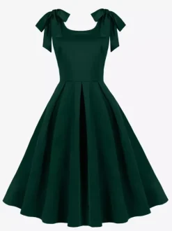 Vintage 1950s Swing Cocktail Dress Women Sleeveless Retro Dress