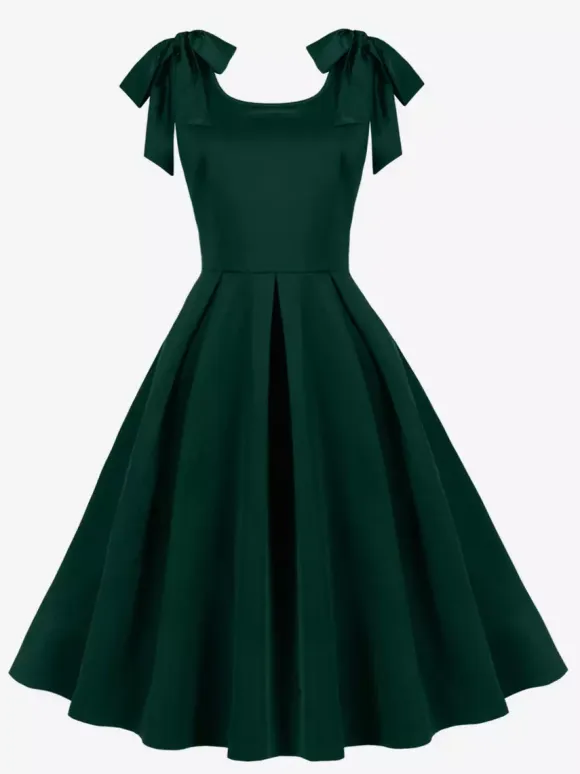 Vintage 1950s Swing Cocktail Dress Women Sleeveless Retro Dress