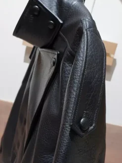 Vintage Solid Black Brown Faux Leather Bomber Relaxed Elastic Waist Hem Jacket