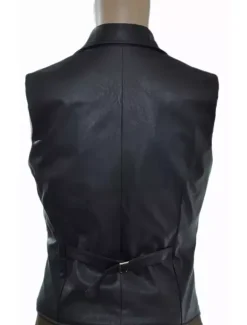 Vintage Steampunk Costume Waistcoat Black Men's Faux Leather Retro Suit Vest