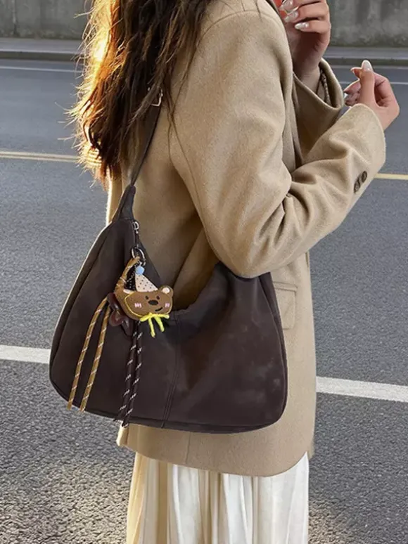 Vintage Washed Faux Leather Large Capacity Hobo Shoulder Tote Bag Casual Daily Handbag