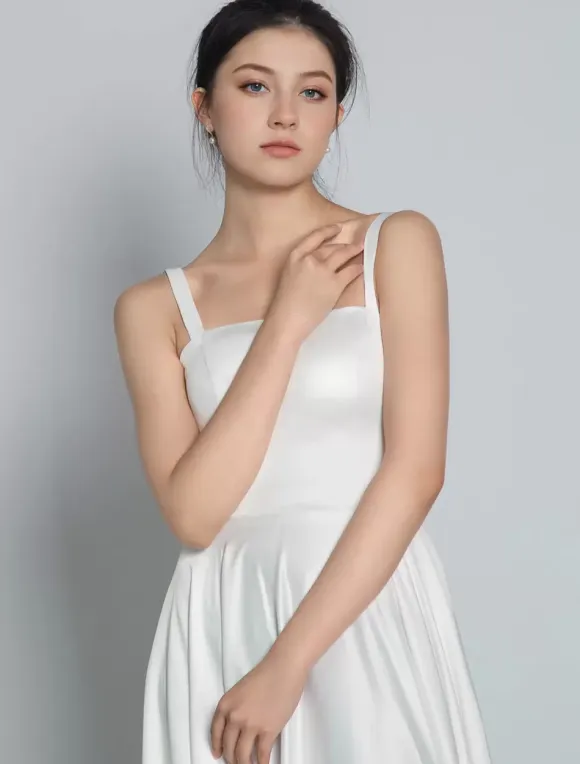 Vintage Wedding Dresses Square Neckline Sleeveless Satin Fabric Court Train Sash Bridal Dress Free Customization