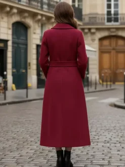 Vintage Wool Cashmere Blend Coat With Golden Buttons For Women 2026