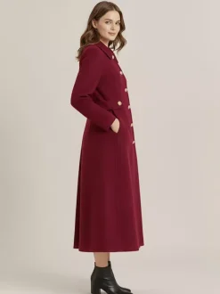 Vintage Wool Cashmere Blend Coat With Golden Buttons For Women 2026