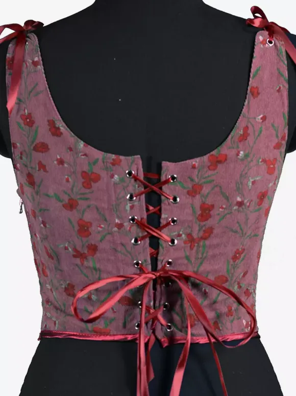 Vintage Clothing Vintage Corset Vintage Women's Clothing Ecru White Lace up Corset Adult's Printed Women's Retro