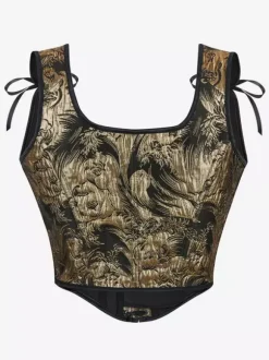 Vintage Clothing Vintage Corset Vintage Women's Clothing Gold Lace up Corset Adult's Printed Women's Chic