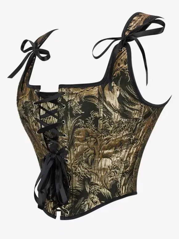 Vintage Clothing Vintage Corset Vintage Women's Clothing Gold Lace up Corset Adult's Printed Women's Chic