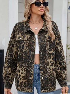 Vintage Oversized Denim Jacket For Women - Loose Fit Lapel Button Down Jean Trucker Coat - Spring Casual Streetwear 2026