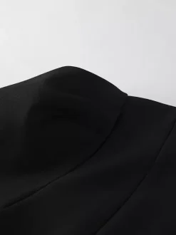 Vintage Peplum Blazer For Women - Puff Sleeve Stand Collar Slim Fit Jacket - Chic Spring Party Outerwear 2026