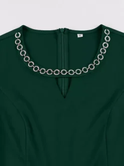 Vintage 1950s Swing Cocktail Dress Short Sleeve Women Retro Dress