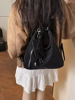 Vintage Suede Fringe Multi Way Backpack Tote Bag Large Capacity Convertible Shoulder Handbag