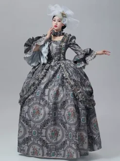 Vintage Vitorian Dress Lace Trim Trumpet Long Sleeves Floor Length Vintage Gown