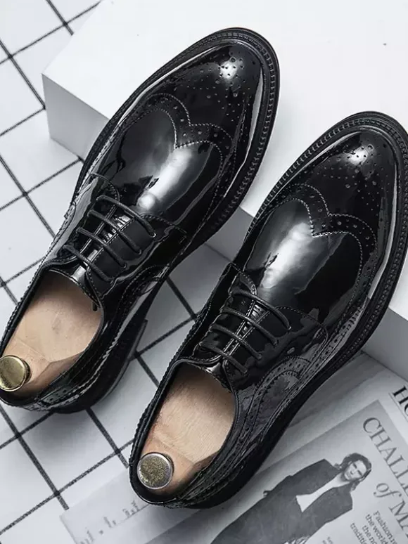 Wedding Dress Derby Formal Shoes For Men Round Toe Strap Adjustable Lace Up White Derby Shoes