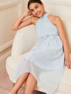 Wedding Flower Girl Dresses Special Occasion Dresses Baby Blue Sleeveless Sequins