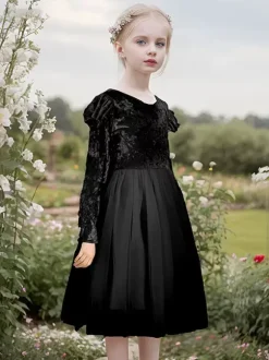 Wedding Flower Girl Dresses Special Occasion Dresses Pink Long Sleeves Ruffles