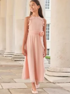 Wedding Flower Girl Dresses Special Occasion Dresses Pink Sleeveless Ruffles