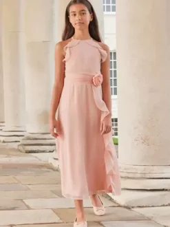 Wedding Flower Girl Dresses Special Occasion Dresses Pink Sleeveless Ruffles
