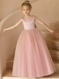 Wedding Flower Girl Dresses Special Occasion Dresses Pink Sleeveless Bows