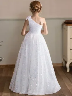 Wedding Flower Girl Dresses Special Occasion Dresses White Sleeveless Sequins