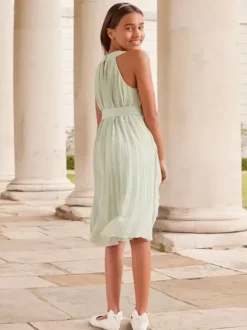 Wedding Flower Girl Dresses Special Occasion Dresses Pastel Green Sleeveless Pleated
